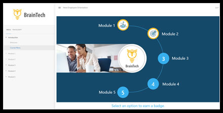 This course developed in Storyline 360 serves as an online orientation for New Hires. <a href='samples/elearning/newemployee/story.html' target=_blank> Launch demo</a>